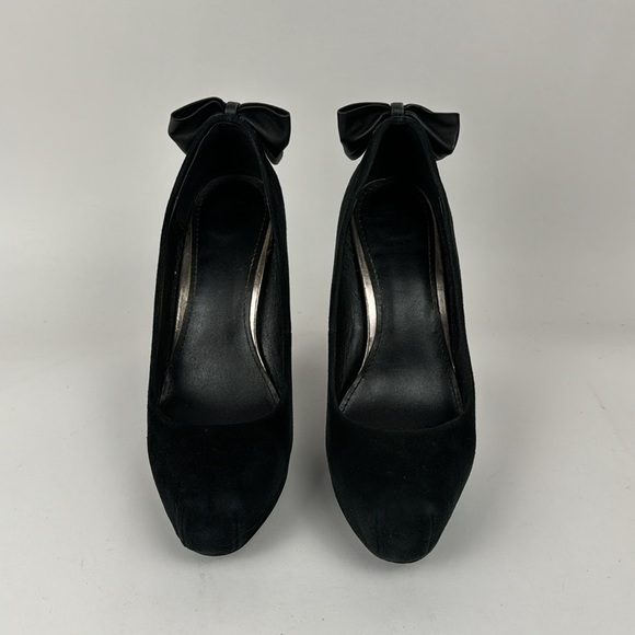 Dolce Vita  Black Suede platform heel, size 8, bows on back - Picture 2 of 9